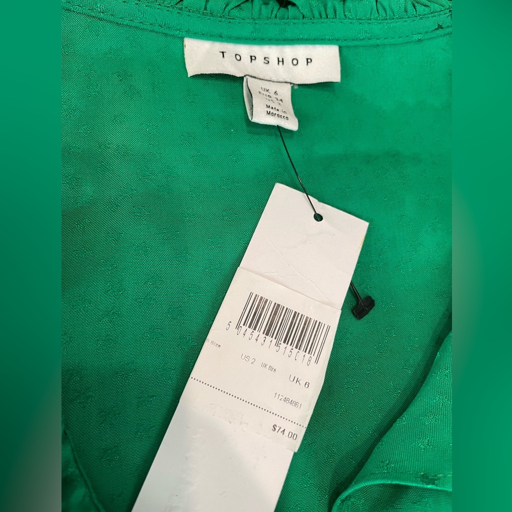 Top Shop Green Star Wrap Mini Dress Size 2 - Picture 3 of 5